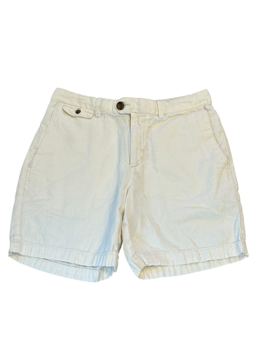 Banana Republic Cream White Linen-Blend Bermuda Shorts